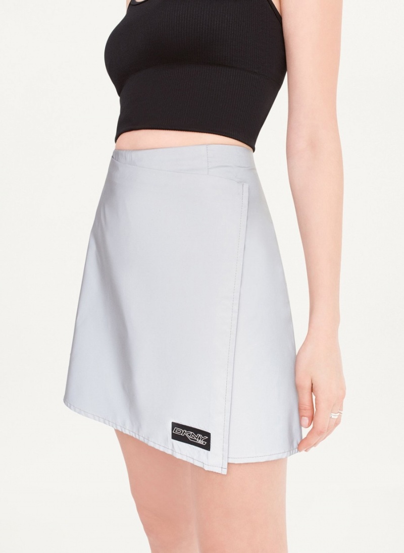 Grey Dkny Reflective Wrap Women's Skirts | D6523159