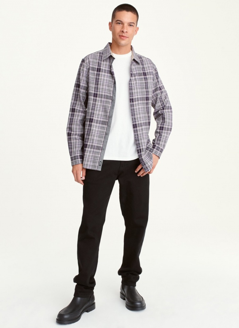 Lavender Dkny Long Sleeve Newburg Plaid Men's Shirts | R2535073