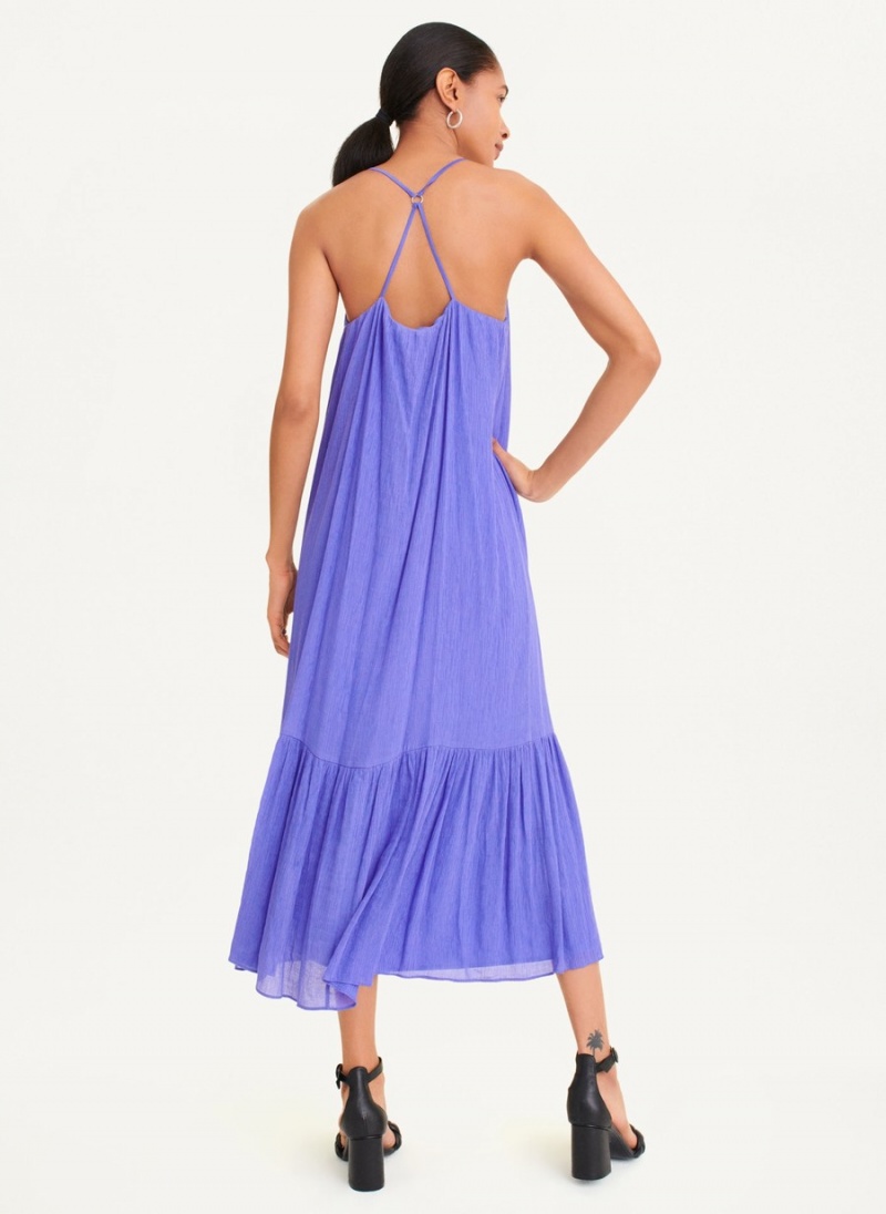 Lavender Dkny Sleeveless Crinkly Rayon Women's Dress | L1325956