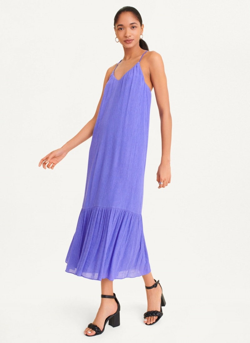 Lavender Dkny Sleeveless Crinkly Rayon Women's Dress | L1325956