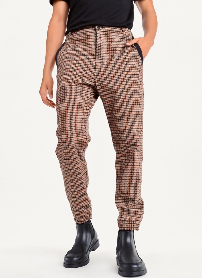 Multicolor Dkny Plaid Contrast Cargo Men\'s Jogger | P1752690