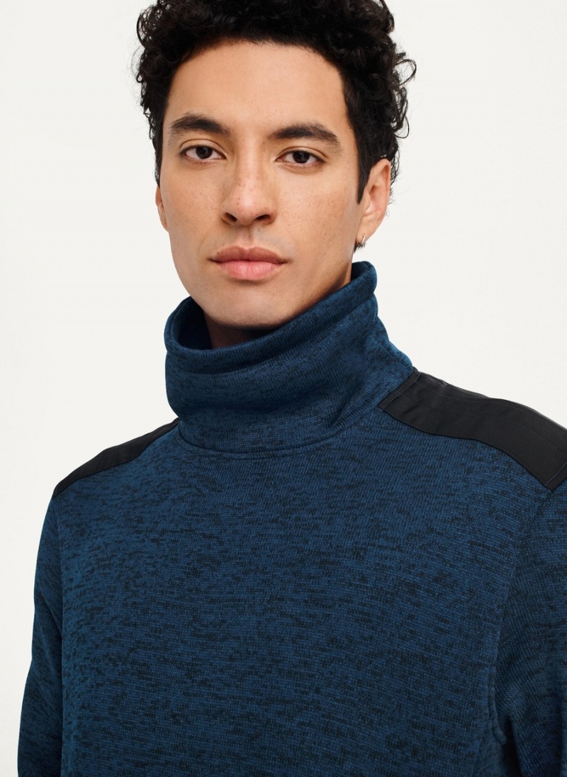 Navy Dkny Funnel Neck Men's Pullover | B8086100