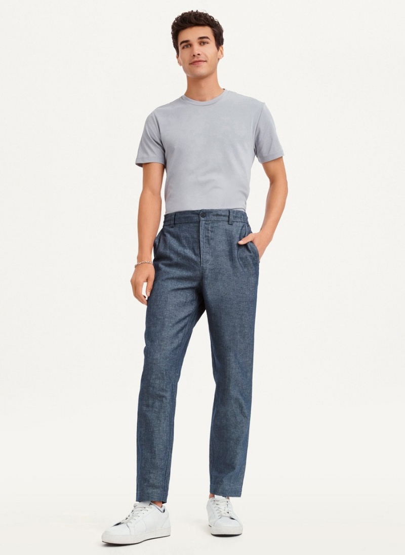 Navy Dkny Linens Men's Pants | B2507248