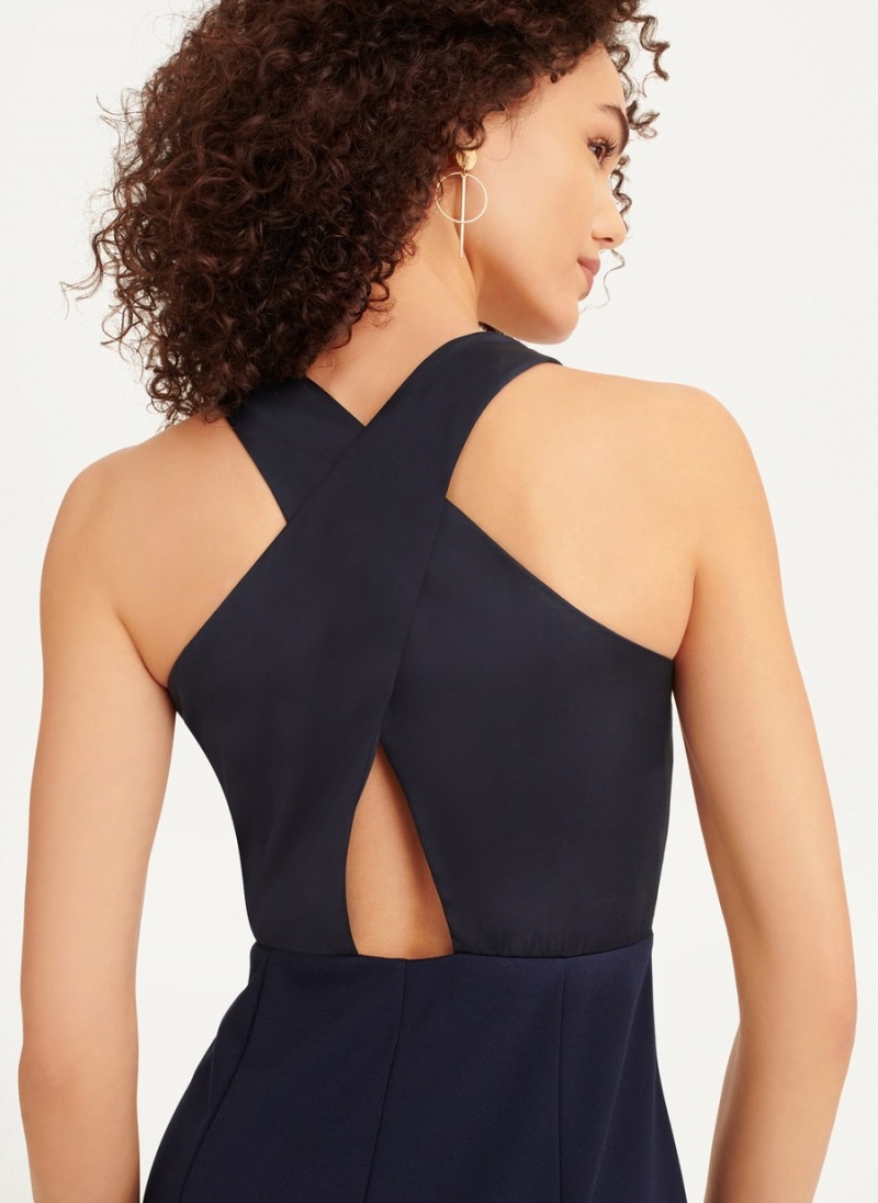 Navy Dkny Sleeveless Mermaid Cross Back Women's Dress | F6941164