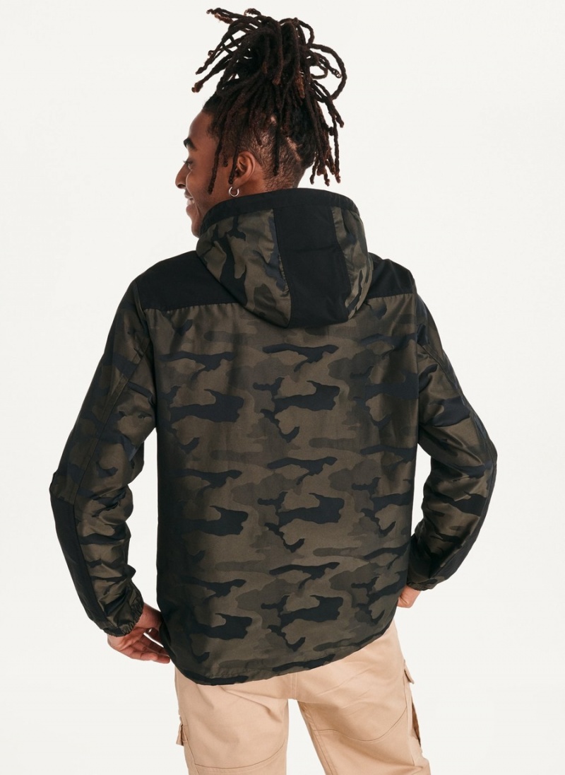 Olive Dkny Camo Hooded Men's Jackets | Z5051730