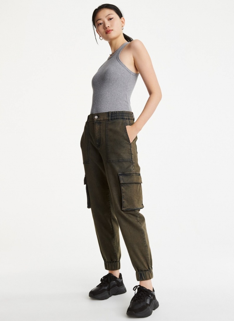 Olive Dkny Cargo Relaxed Women's Jeans | F7406396