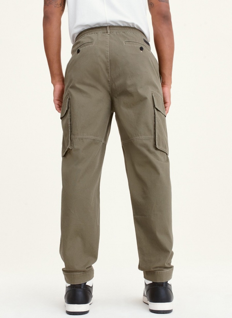 Olive Dkny Contrast Stitch Cargo Men's Pants | T8328382