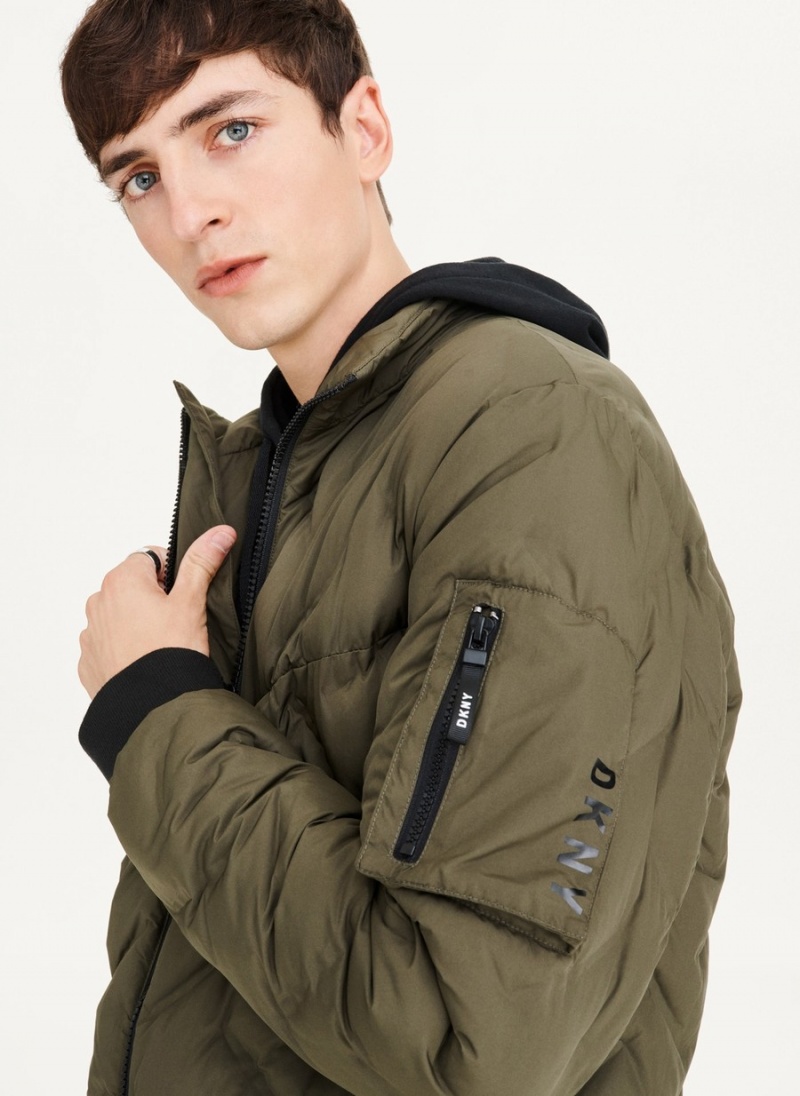 Olive Dkny Quilted Bomber Men's Jackets | I5432081