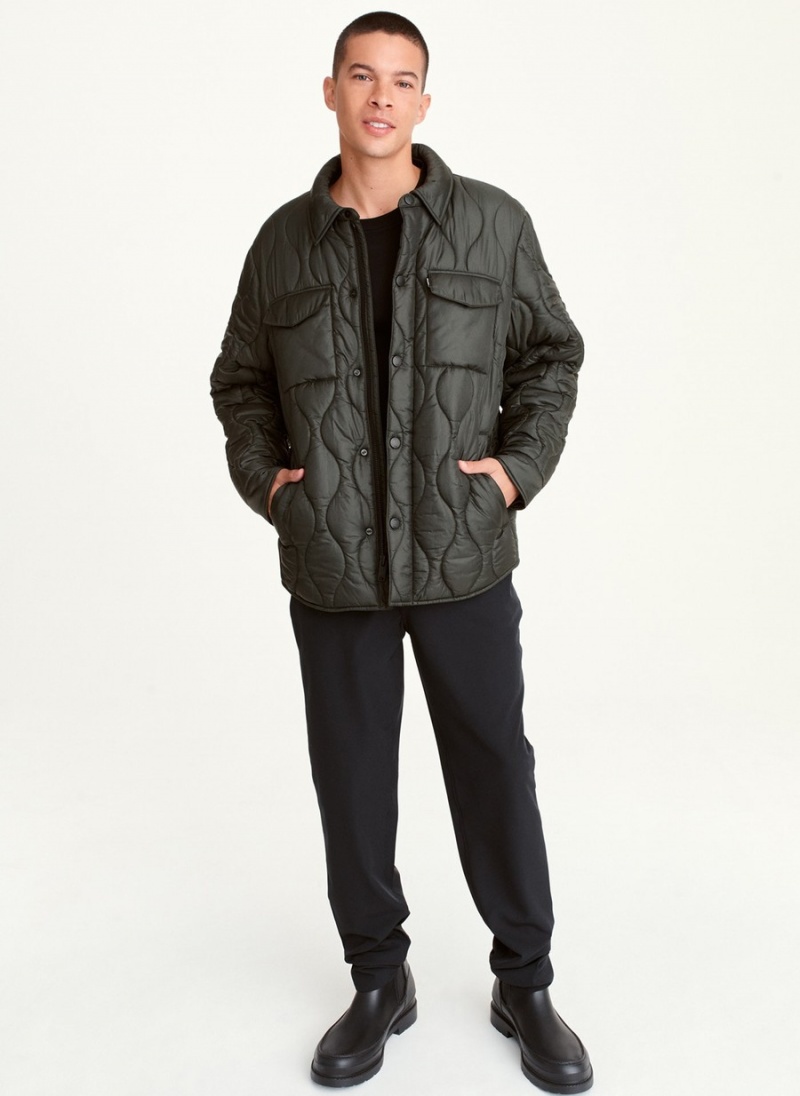 Olive Dkny Round Quilted Shirt Men's Jackets | J9751580