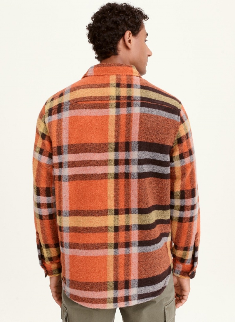 Orange Dkny Autumn Plaid Shirt Men's Jackets | J9362853