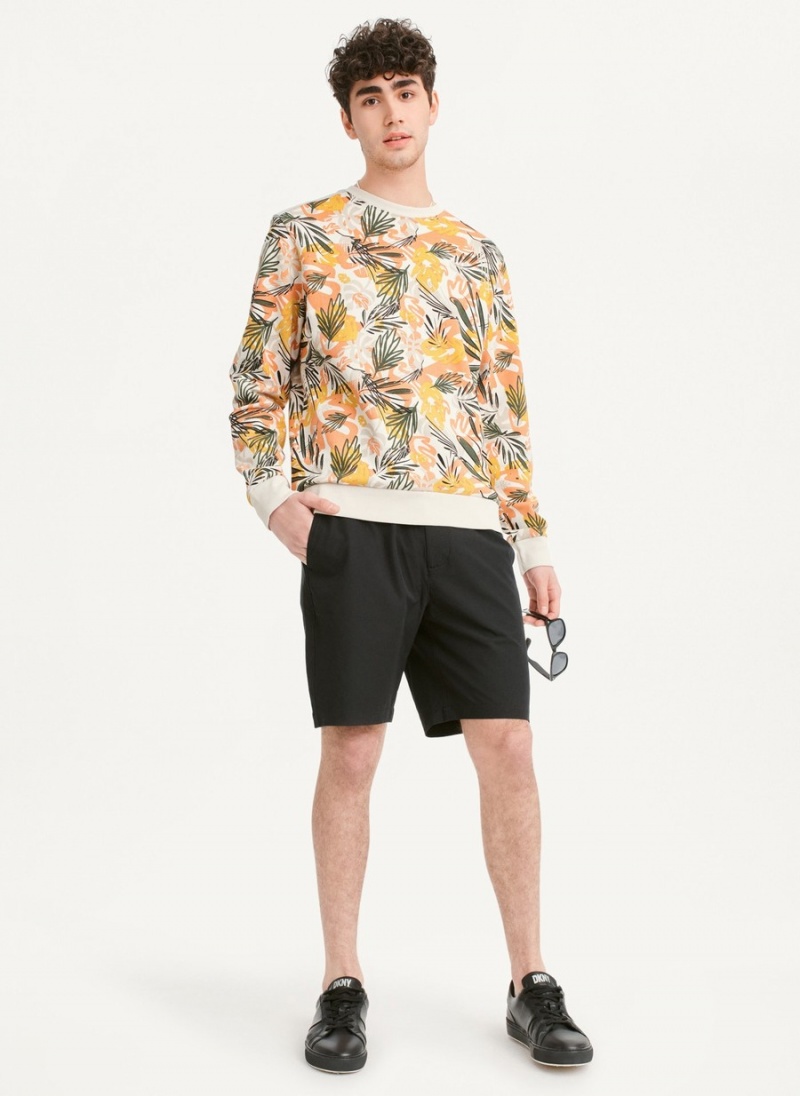 Orange Dkny Exploded Palms Print French Terry Men's Sweatshirts | G6747262