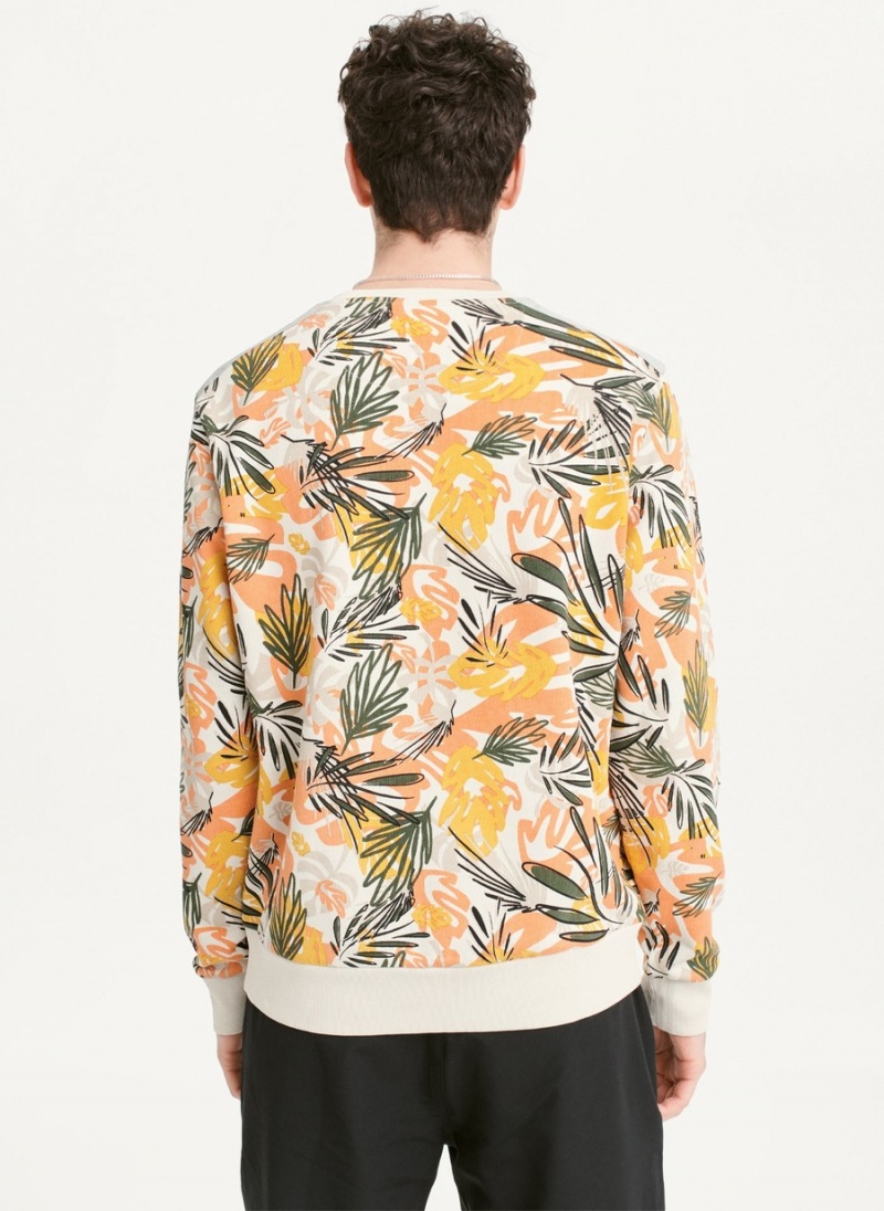 Orange Dkny Exploded Palms Print French Terry Men's Sweatshirts | G6747262