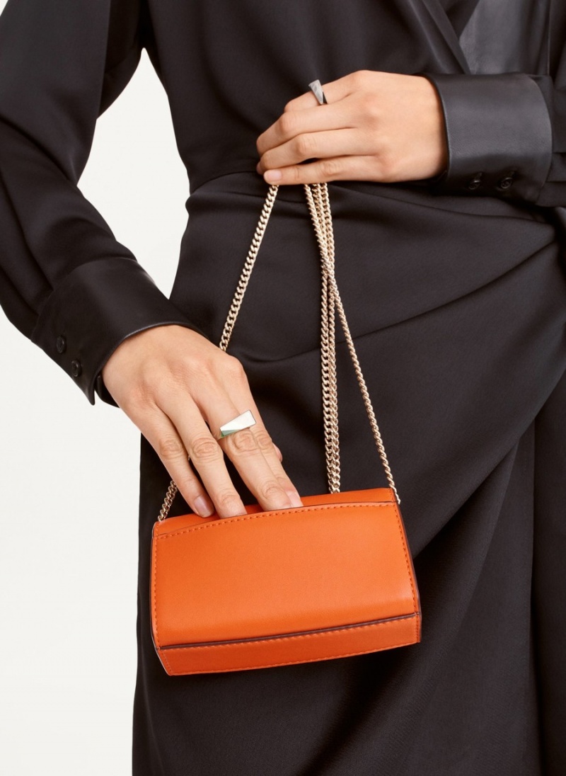 Orange Dkny Millie Micro Leather Flap Women's Crossbody Bags | P8491752