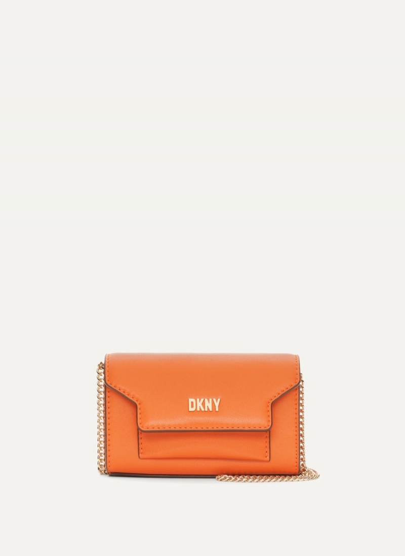 Orange Dkny Millie Micro Leather Flap Women\'s Crossbody Bags | P8491752