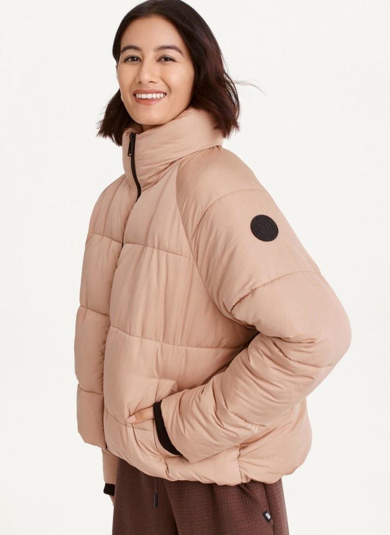 Pink Dkny Boxy High Low W/ Pockets Women's Puffer Jacket | I9216295