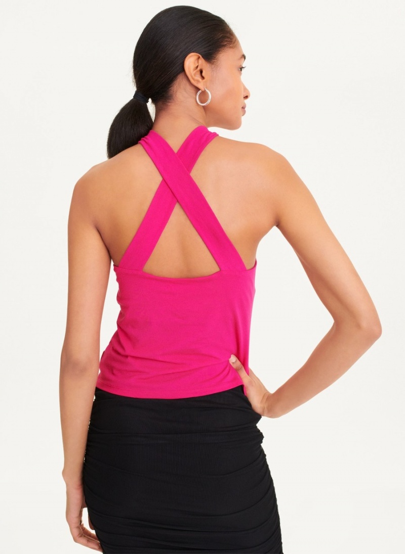 Pink Dkny Crossover Women's Tank Top | I4004824