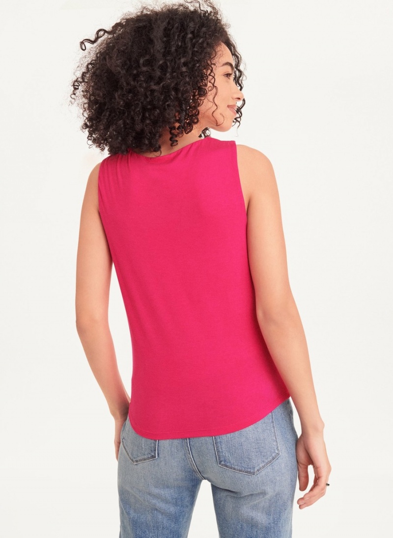 Pink Dkny Gathered Knit Women's Tank Top | B4968593