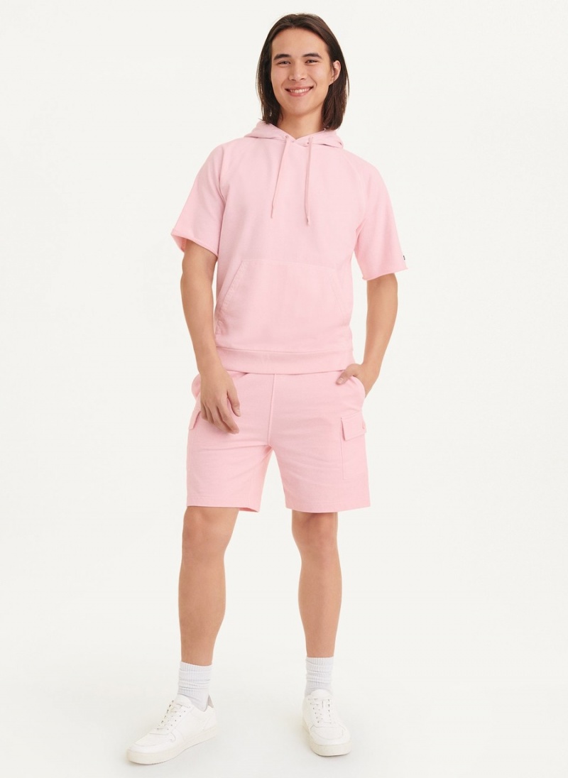 Pink Dkny Short Sleeve Pigment Dye Men's Hoodie | F5886965