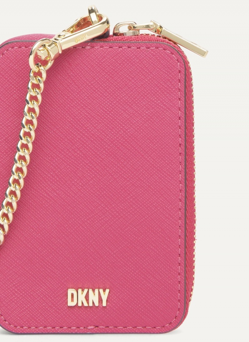 Pink Dkny Sidney Card Women's Pouches | U8670893