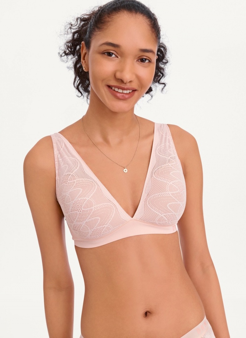 Pink Dkny Table Tops Lace Women's Bras | Z6543815