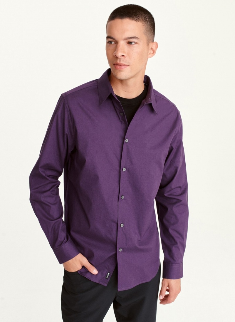 Purple Dkny Long Sleeve Button Down Men\'s Shirts | A1941035