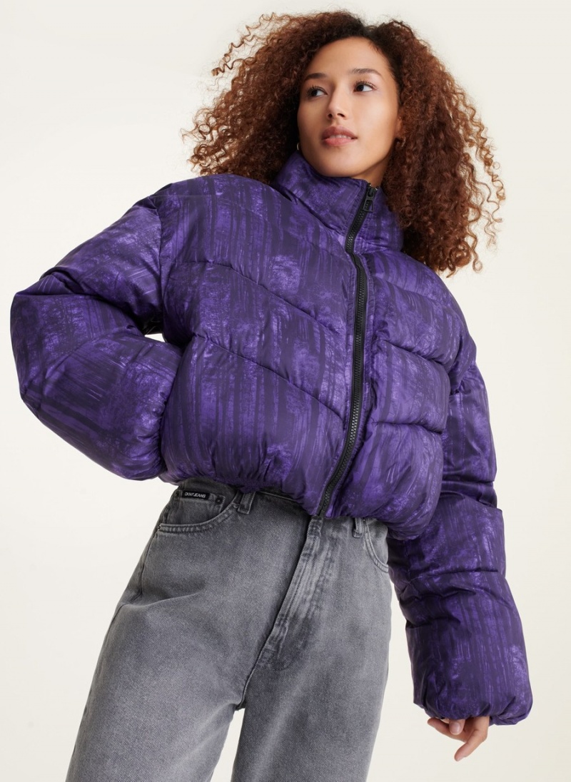 Purple Dkny Long Sleeve Women\'s Puffer Jacket | T1372351