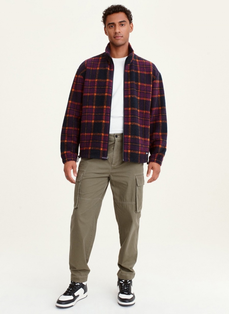 Purple Dkny Plaid Sherpa Men's Jackets | H5516265