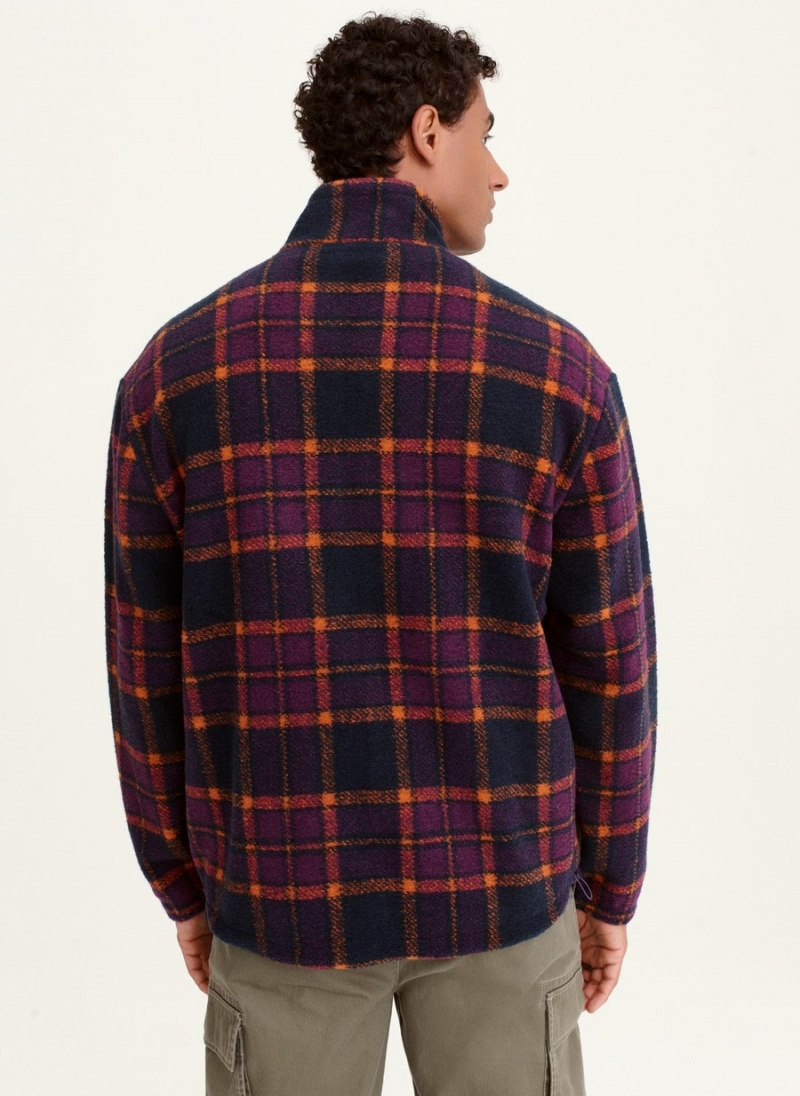 Purple Dkny Plaid Sherpa Men's Jackets | H5516265