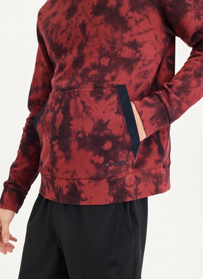 Red Dkny Long Sleeve Tie Dye With Nylon Trim Men's Sweatshirts | T6920388