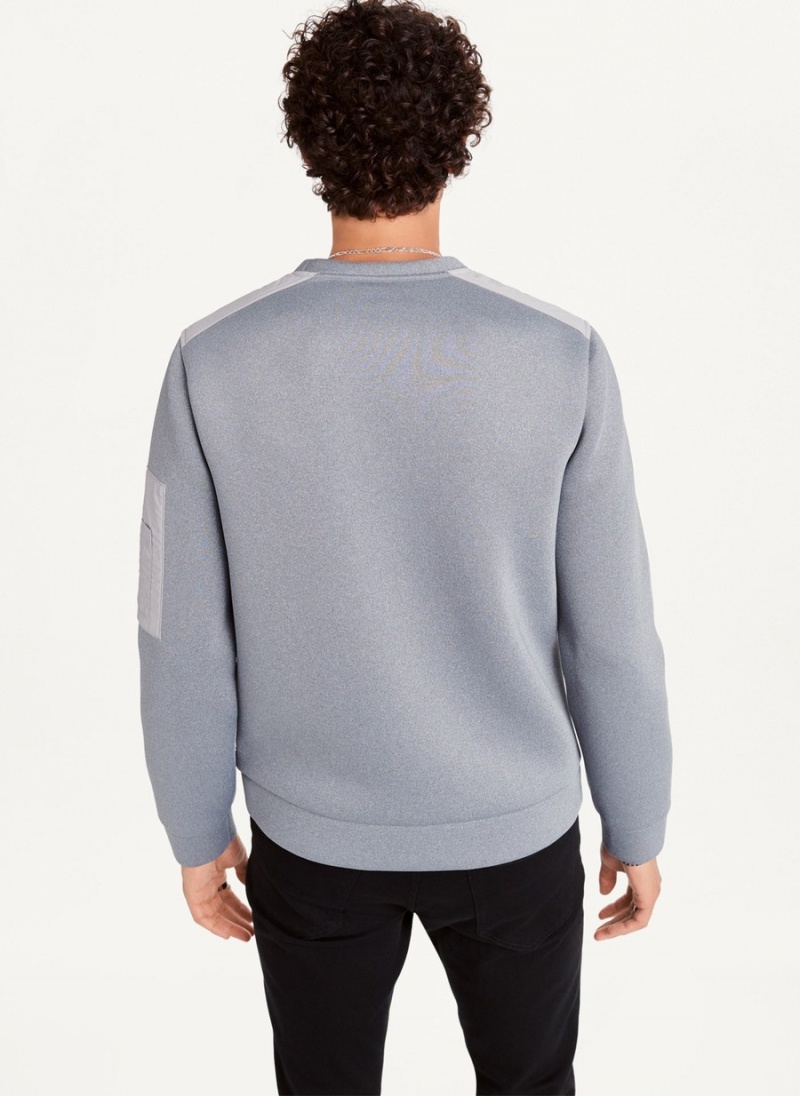 Silver Dkny Foil Panel Crew Neck Men's Sweatshirts | U8797686