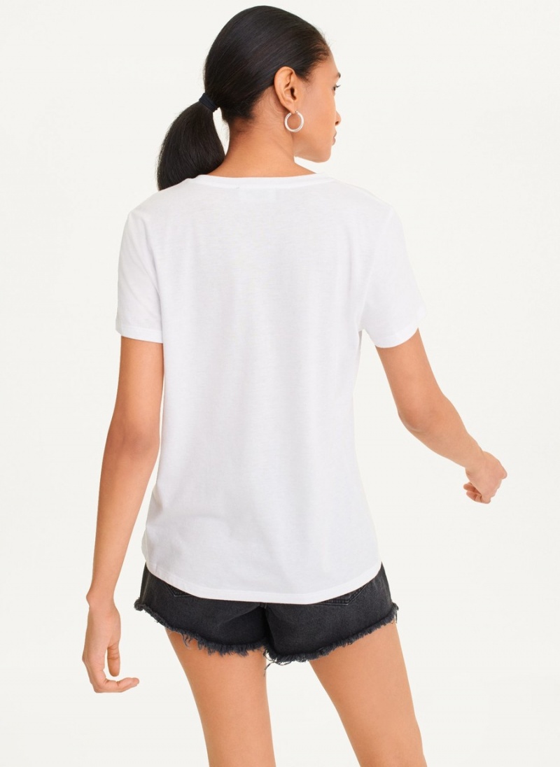 White Dkny Brooklyn Bridge Logo Women's T Shirts | H0644929