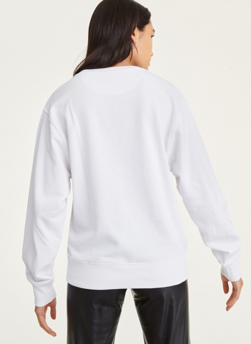 White Dkny Conversational Graphic Women's Sweatshirts | K9509560