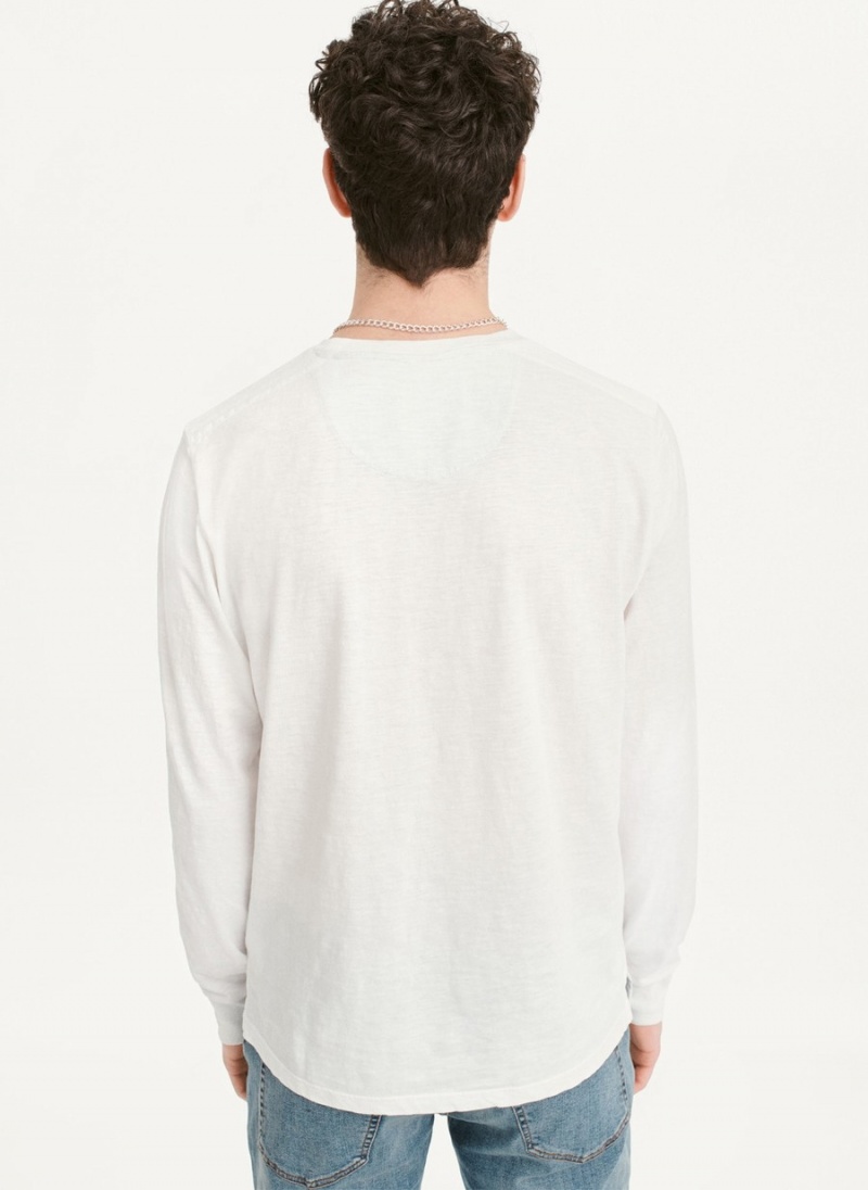 White Dkny Crew Pocket Slub Jersey Men's Long Sleeve | H8568311