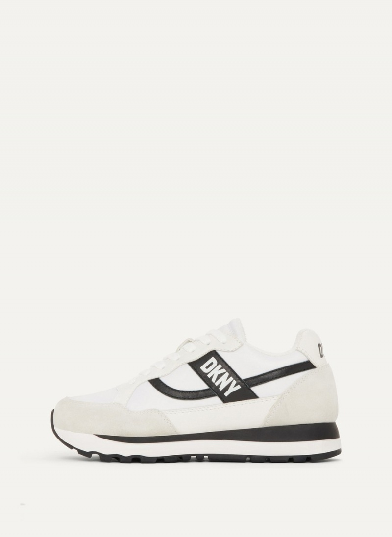 White Dkny Logo Retro Women\'s Sneakers | S1147944