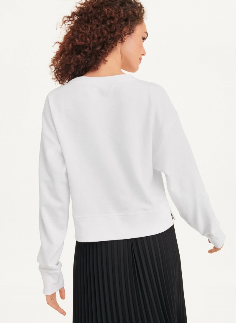 White Dkny Long Sleeve Fashion Girls Women's Sweatshirts | V5671152