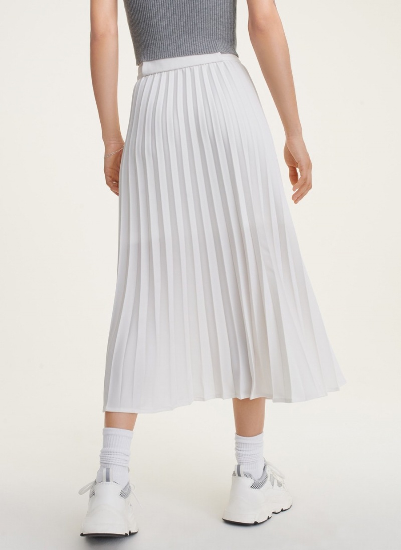 White Dkny Pleated Wrap Midi Women's Skirts | G6693941