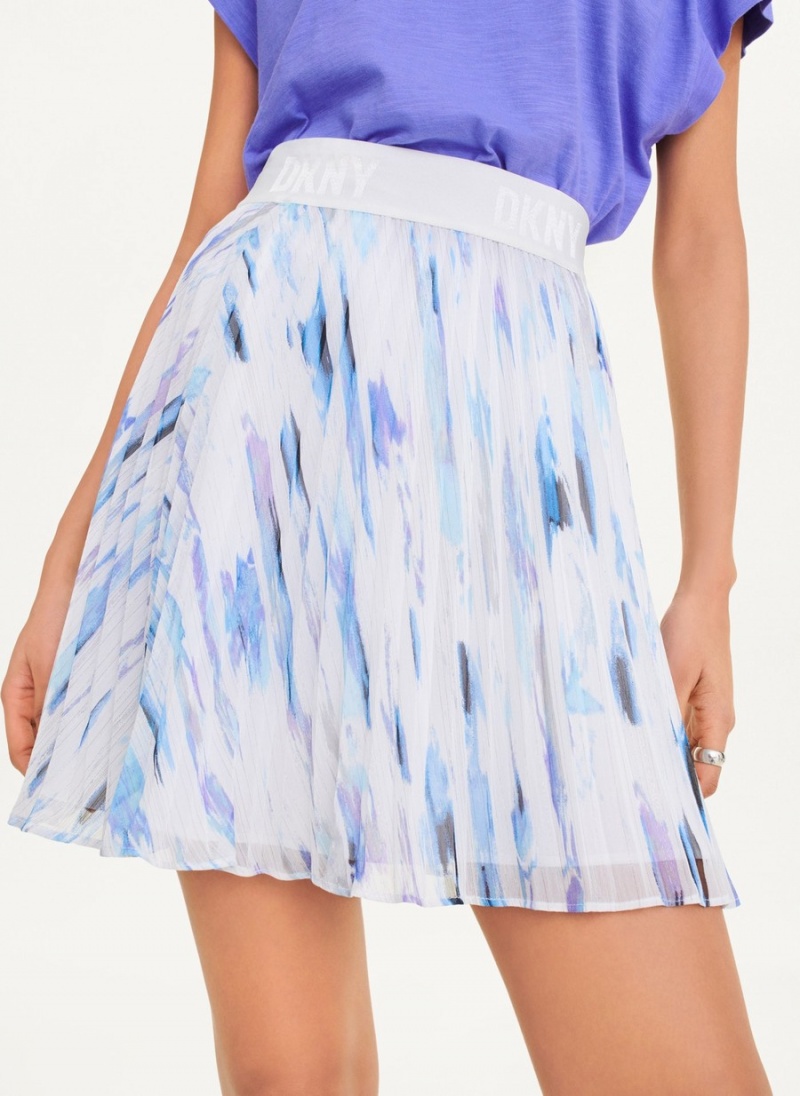 White Dkny Pull On Prnt Chiffon Women's Skirts | R3854975