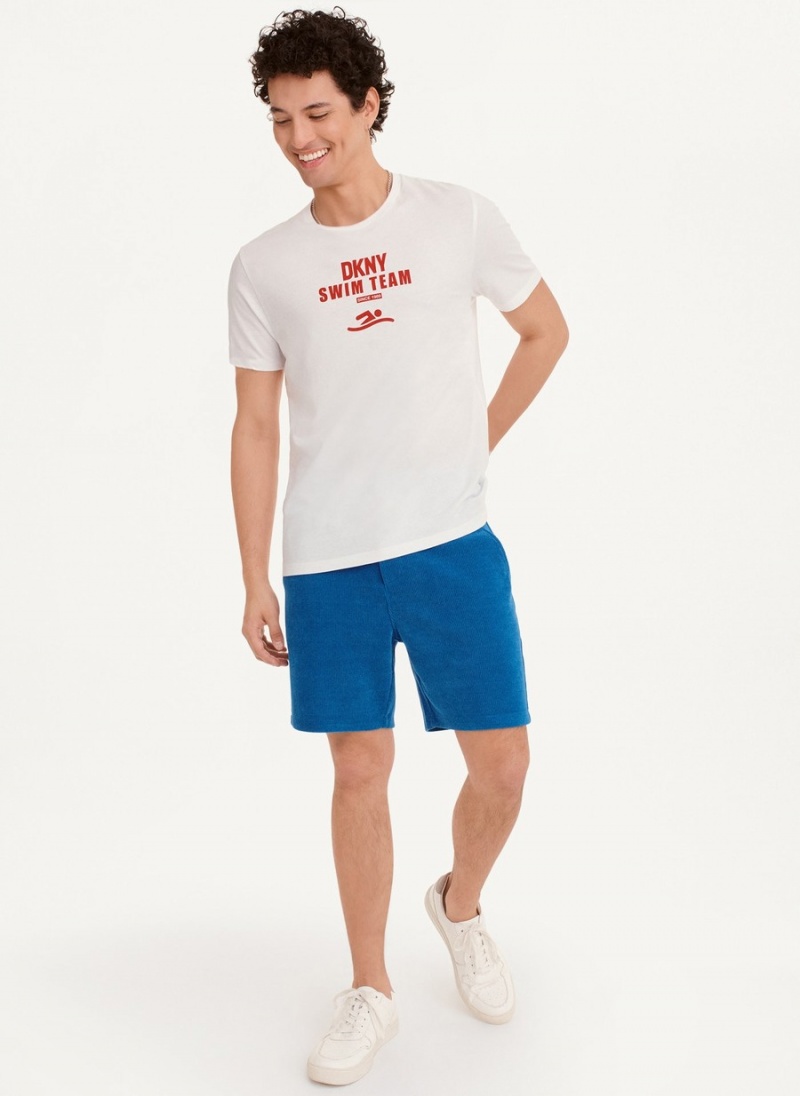 White Dkny Swim Team Men's T Shirts | U7804690