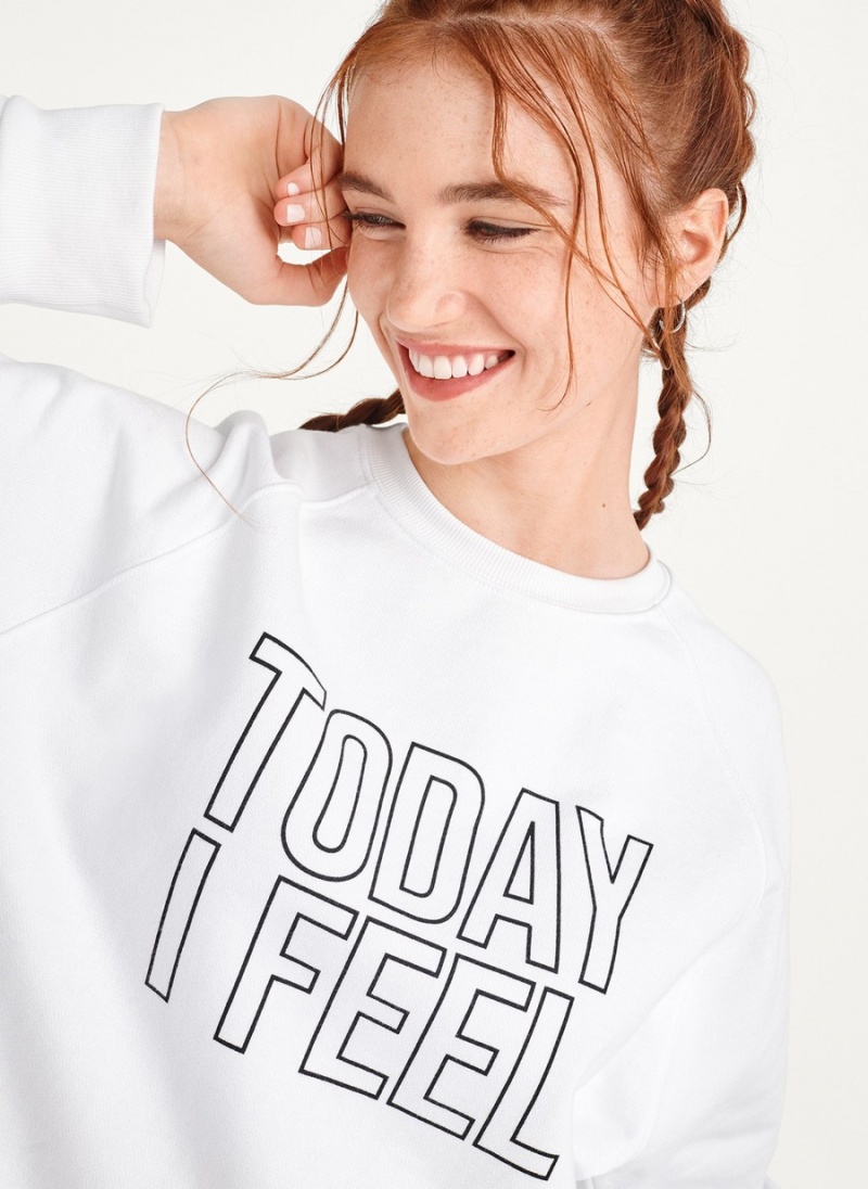 White Dkny Today I Feel Men's Sweatshirts | Q2438586