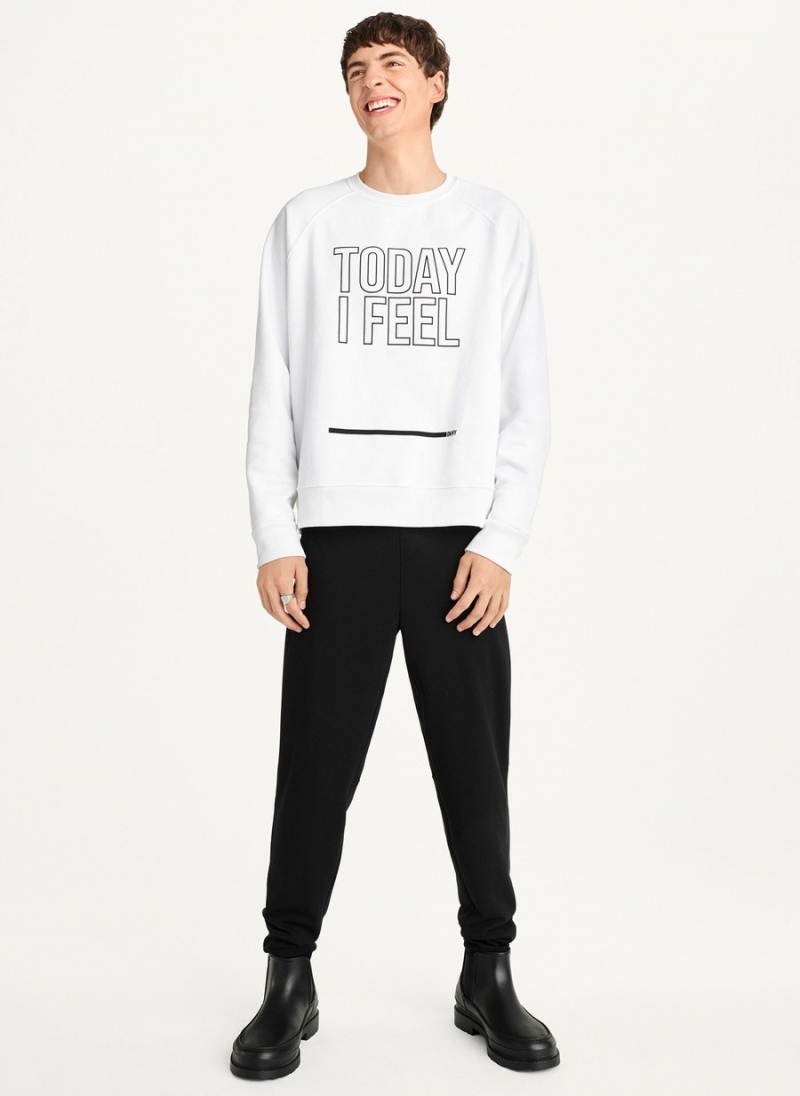 White Dkny Today I Feel Men's Sweatshirts | Q2438586