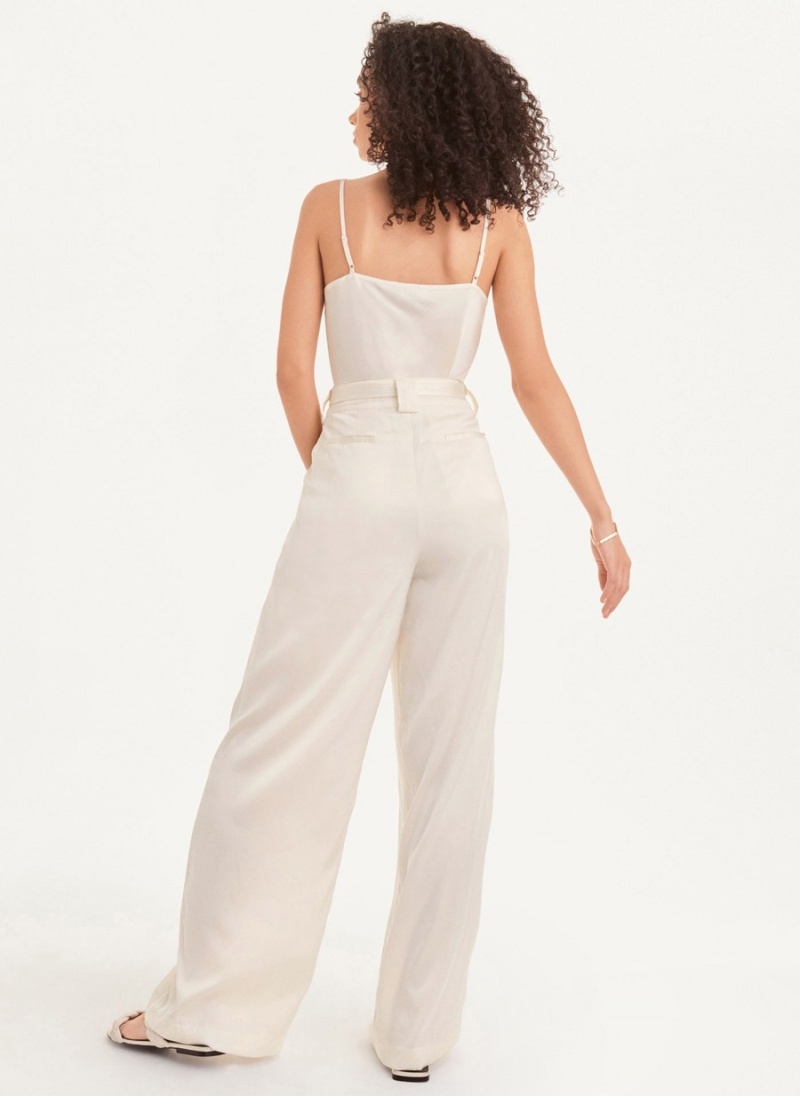 White Dkny Wide Leg Women's Pants | K8219363