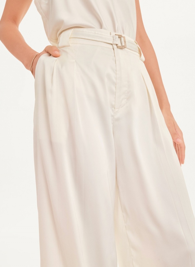 White Dkny Wide Leg Women's Pants | K8219363