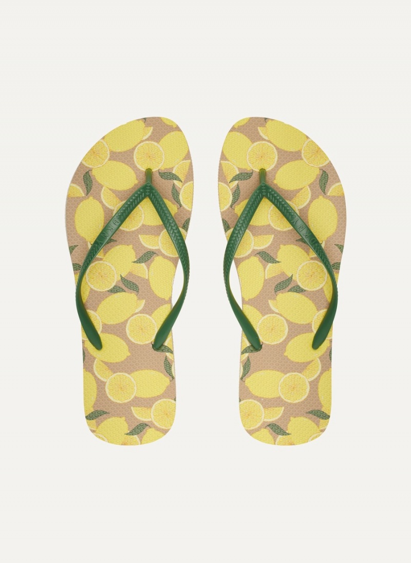 Yellow Dkny Lemon Men's Flip Flops | M6870914